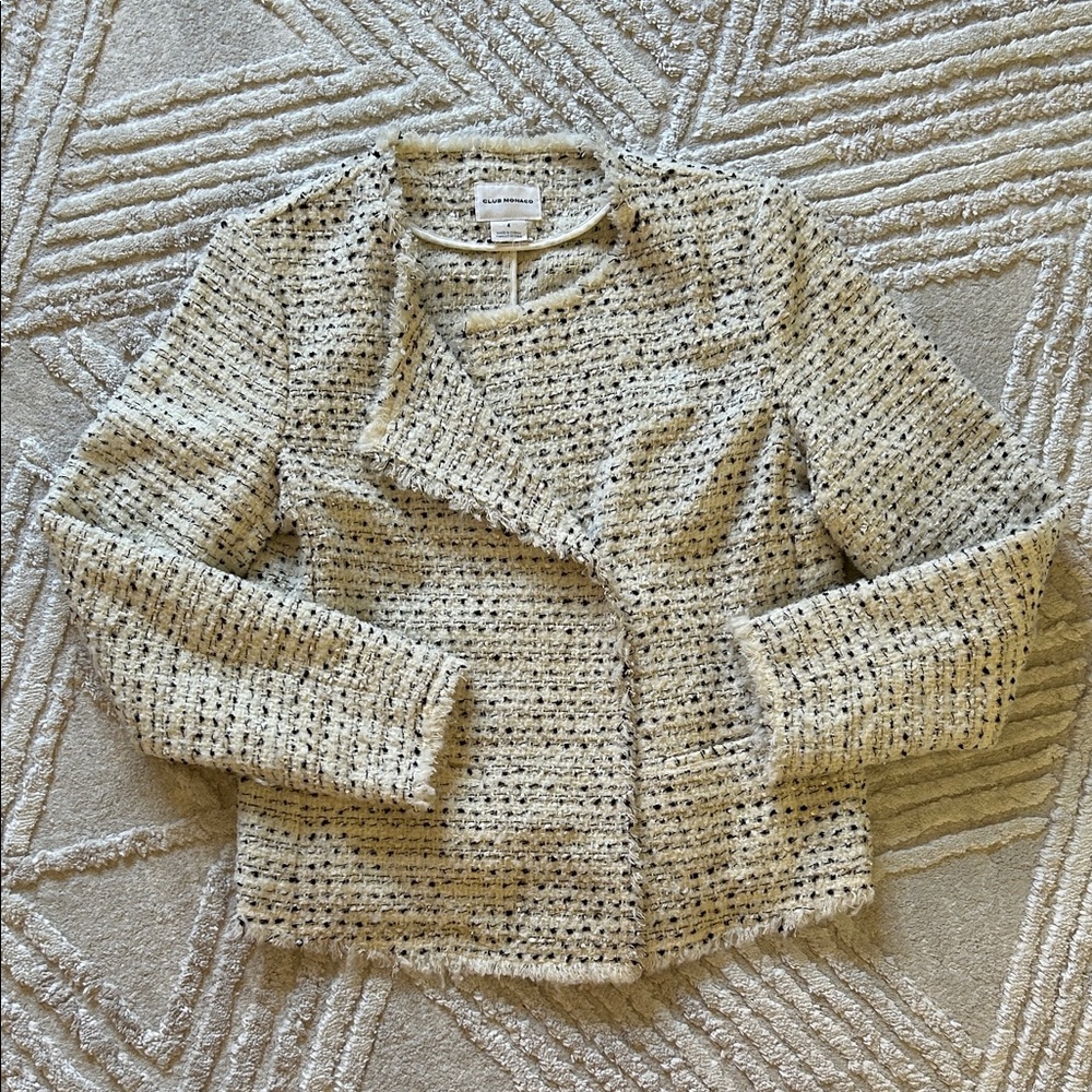 Club Monaco Cream and Black Tweed Blazer